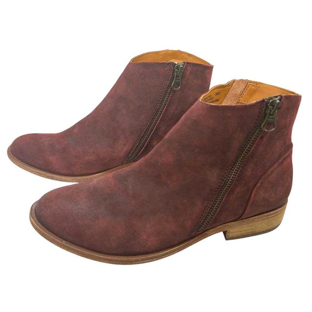 Kork-Ease Riley Boots Dark Brick Distressed Red Leather Ankle Zipper Women’s 8.5 - Picture 5 of 10